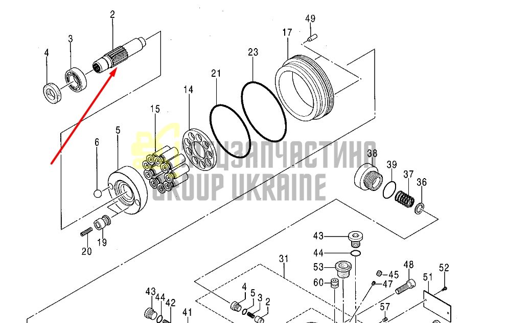 0799701 Вал гідромотора ходу HITACHI EX17U
