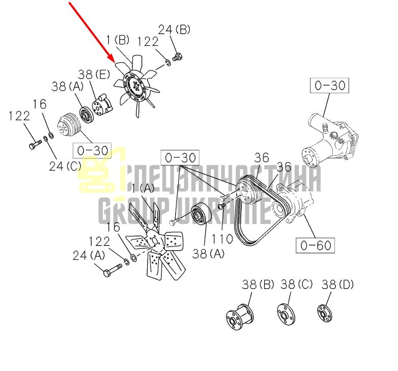 Купити Hitachi 1-13660140-0 Крильчатка для двигуна Isuzu 6BD1, екскаваторів EX200
