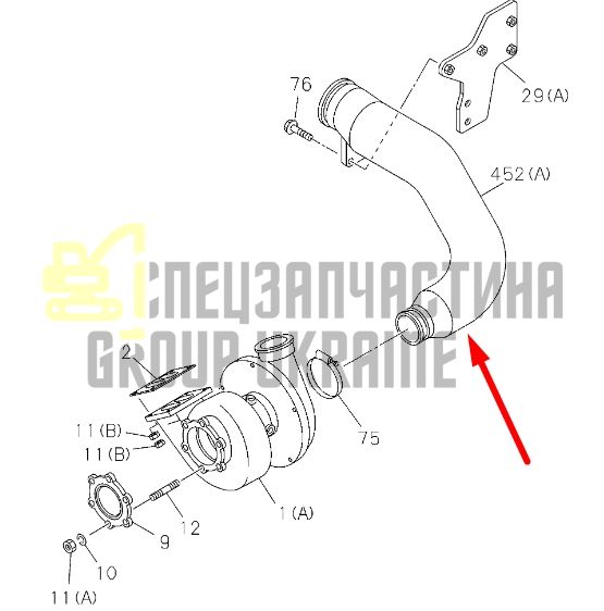 Купити Hitachi 1141343520 Патрубок повітряний для ZX450, ZX470