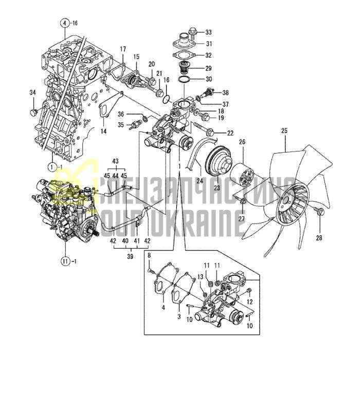Купити Hitachi 21060-90069 Крильчатка для двигуна Isuzu 4JB1, екскаваторів EX60-1, EX75UR