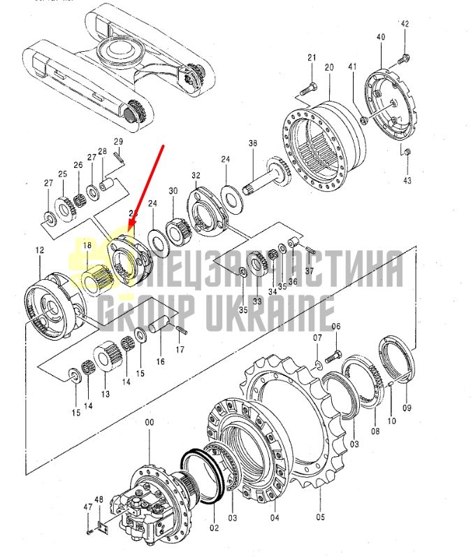 2034836 Водило, планетарна передача Hitachi EX200-3, EX200-5, EX200K-3, EX210H-5, ZX200