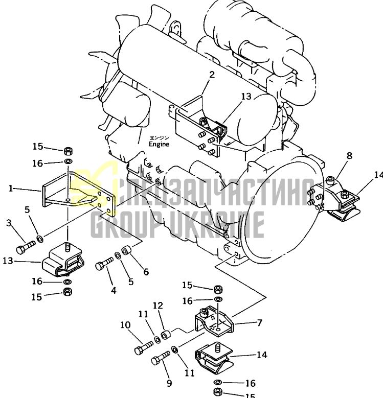 Купити Komatsu 20S-01-71310 Подушка двигуна для PC30, PC35