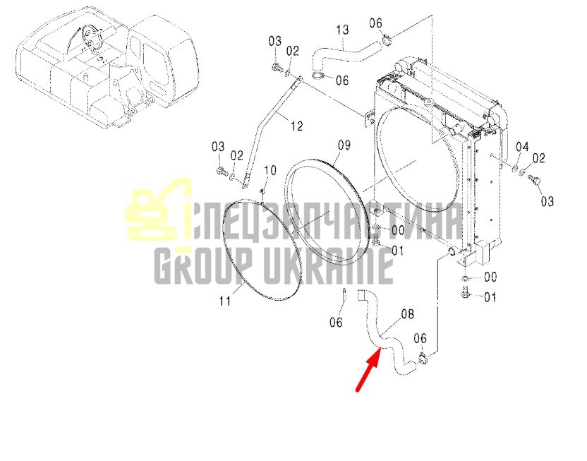 Купить Hitachi 3088201 Патрубок радиатора для ZX200, ZX210