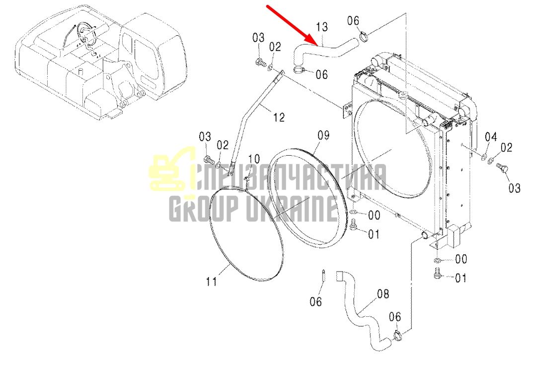 Придбати Hitachi 3090923 Патрубок радіатора верхній для ZX200, ZX210