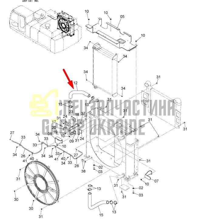 Купити Hitachi 3104740 Патрубок радіатора верхній для ZX450, ZX470