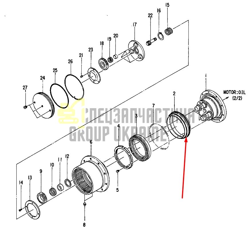 4092483 Сальник бортового редуктора HITACHI EX60 даукон, ущільнення