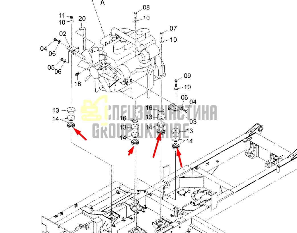 Купити Hitachi 4177883 Подушка опори двигуна для EX100, EX120