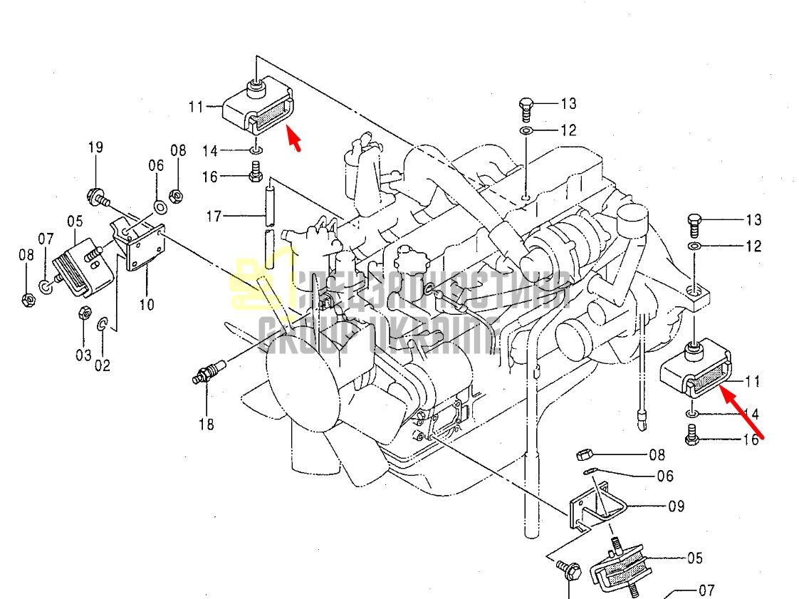 Купить Hitachi 4248362 Подушка опоры двигателя для EX200, EX210