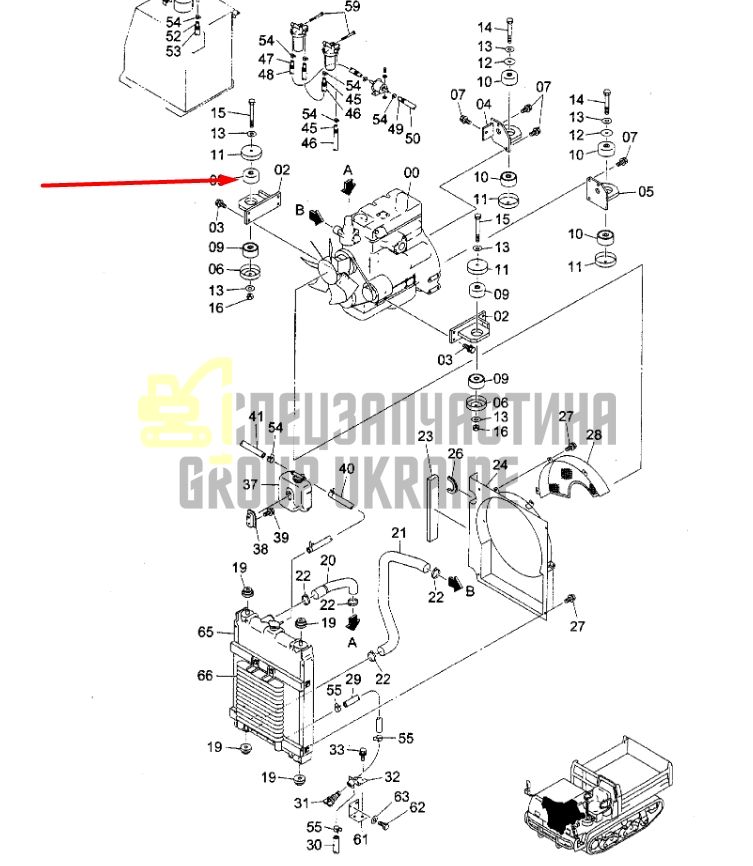 Купить Hitachi 4276955 Подушка опоры двигателя для EX22, EX25, EX30
