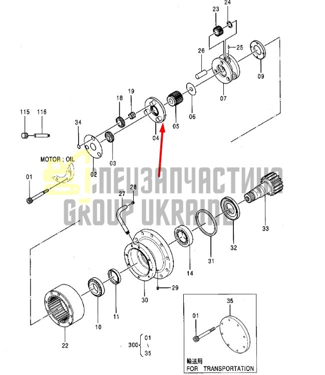 4397246 Утримувач у зборі з шестернею Hitachi ZX75US