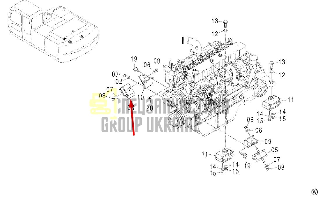 Купити Hitachi 4410043 Подушка опори двигуна для ZX200
