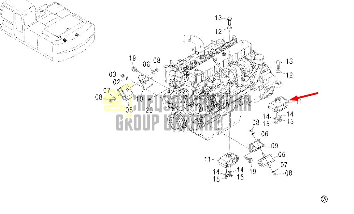 Купити Hitachi 4410044, 4410043 Подушка опори двигуна для ZX200, ZX210
