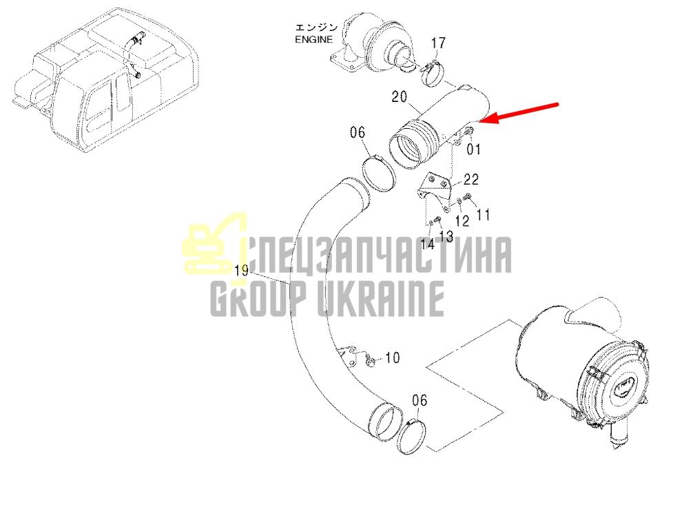 Купити Hitachi 4426646 Патрубок повітряний для ZX200, ZX210