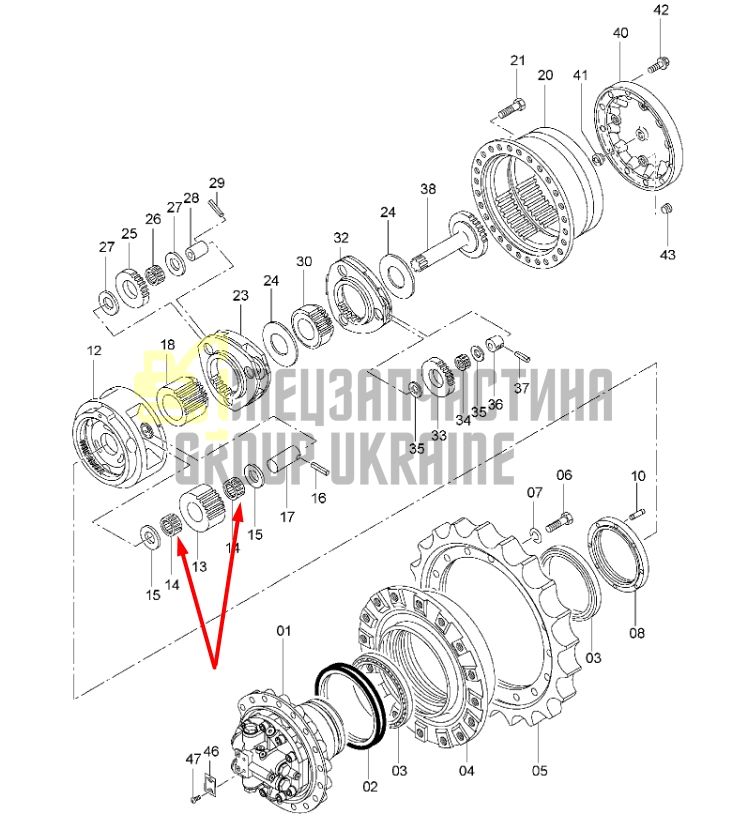 Підшипник голковий (3-й ступінь) HITACHI ZX180 4317122