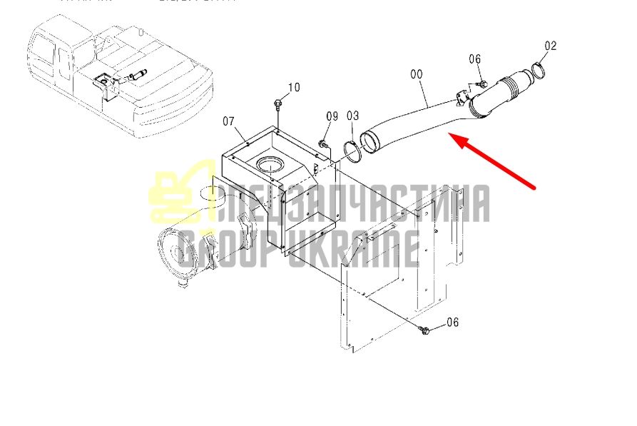 Купити Hitachi 4439120 Патрубок повітряний для ZX330, ZX350