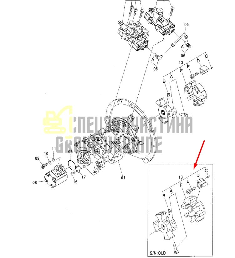 Придбати Hitachi 4464407 Гнучка муфта 35H для двигуна ZX110, ZX120