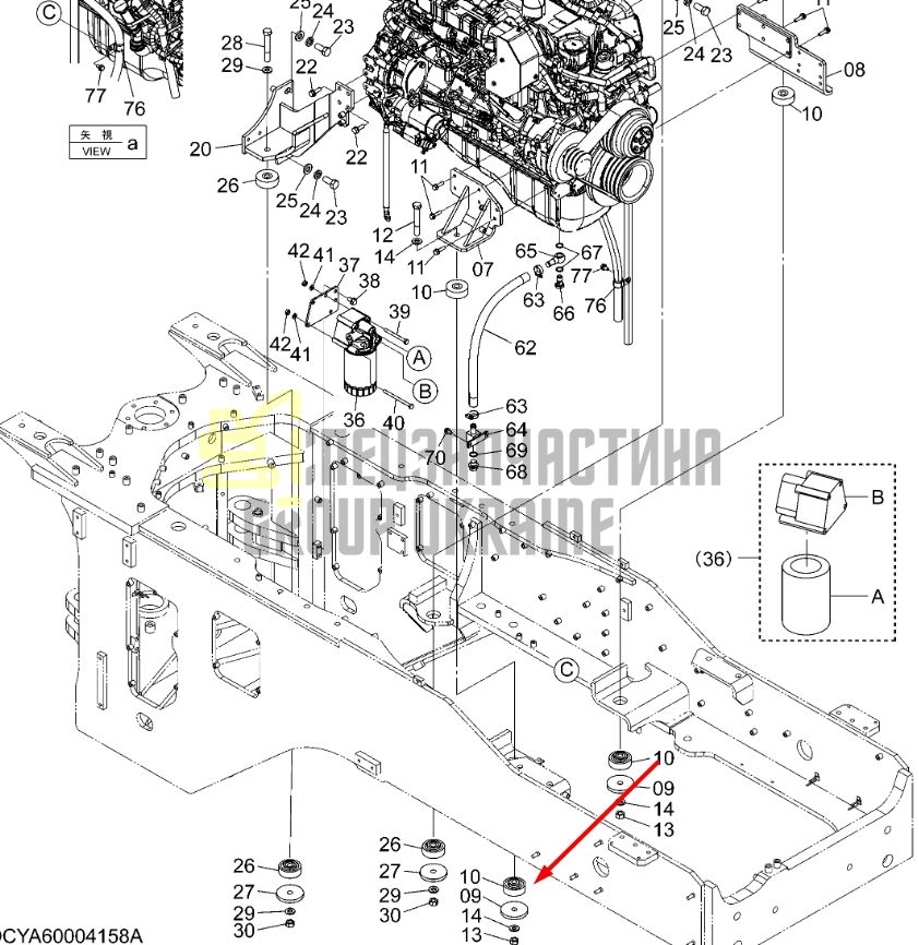 Купити Hitachi 4622543 Подушка двигуна 6HK1 для ZX330