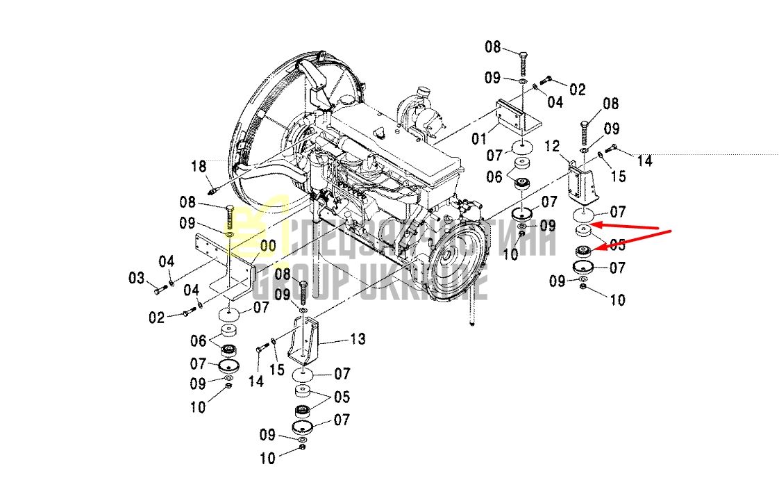 Придбати Hitachi 4628983, 4628977 Подушка опори двигуна для ZR260HC, ZX450-3