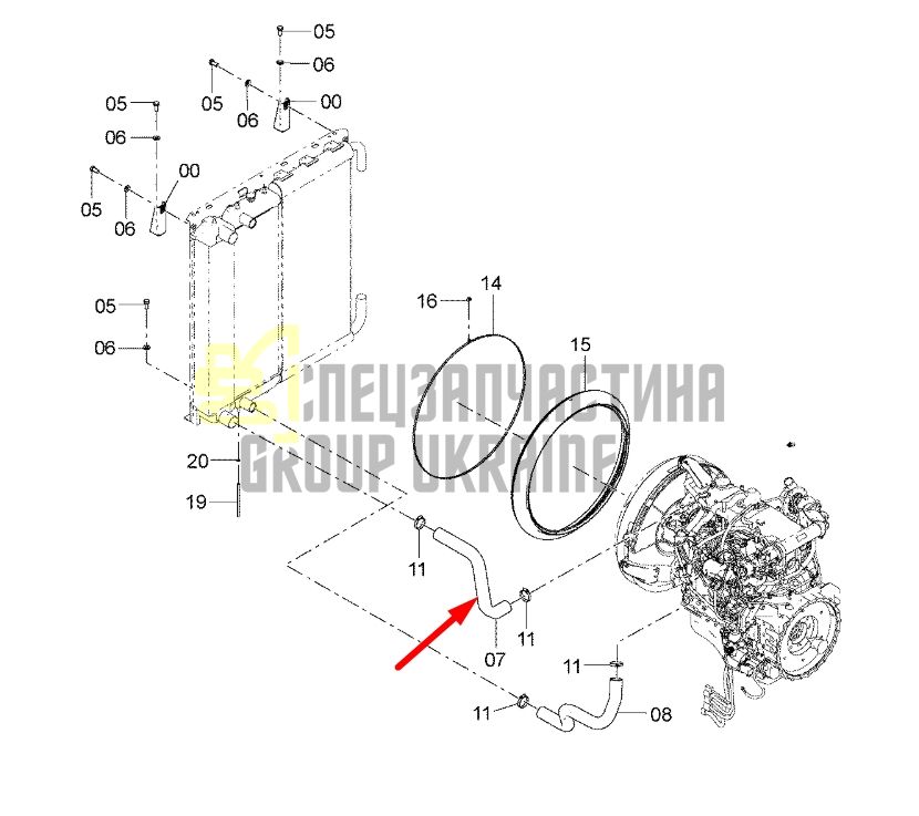 Купити Hitachi 4636848 Патрубок радіатора верхній для ZX240, ZX280