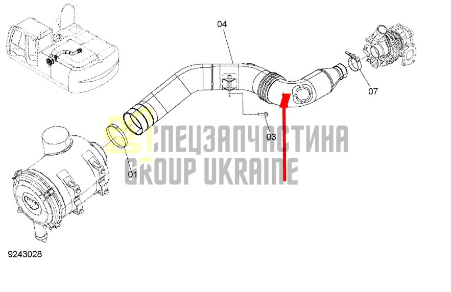 Купити Hitachi 4643771 Патрубок повітряний для ZX200, ZX210
