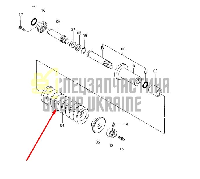 Hitachi 9144654 Натягувач гусениці для EX100, EX120