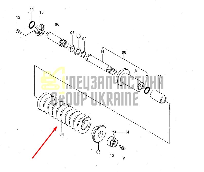 Hitachi 9146427 Натягувач гусениці для EX120, EX130
