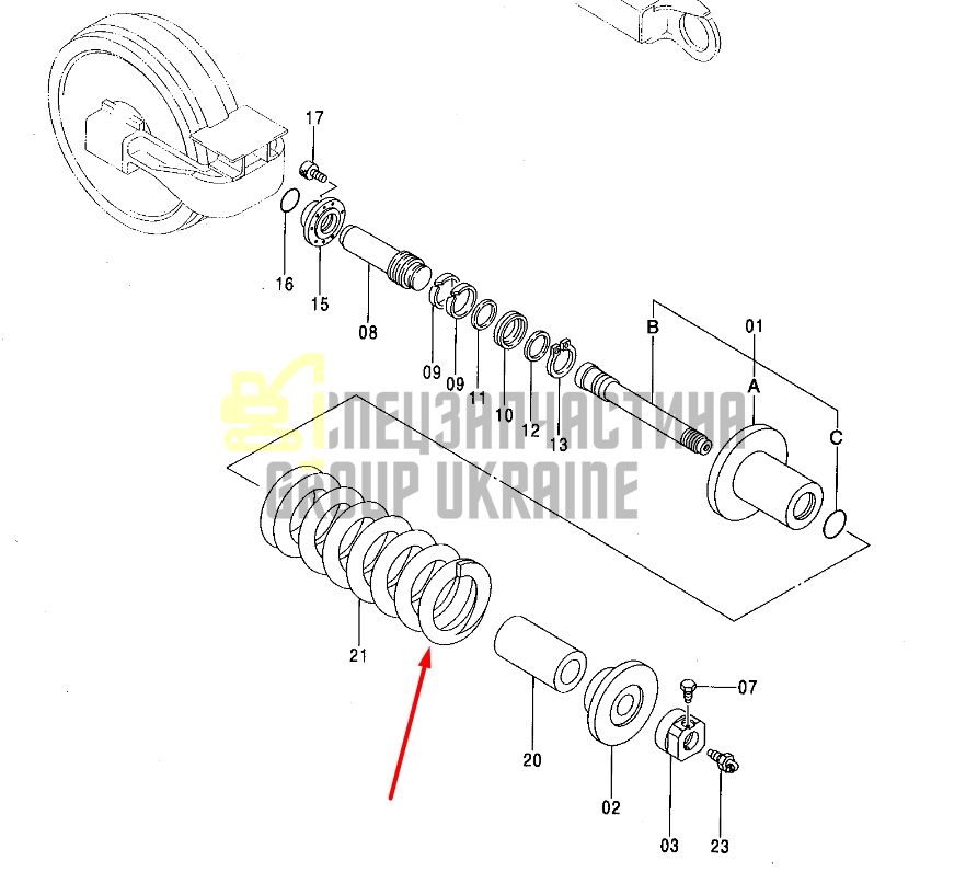 Hitachi 9156746 Натягувач гусениці для EX1200-5