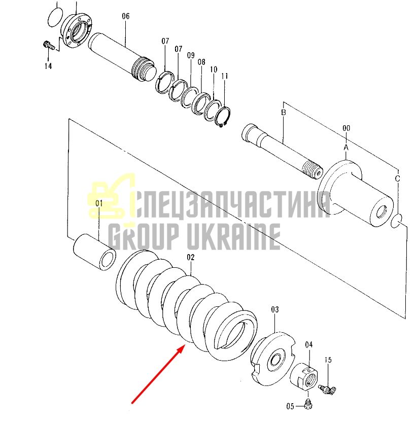 Hitachi 9244701 Натягувач гусениці для ZX450LC-3