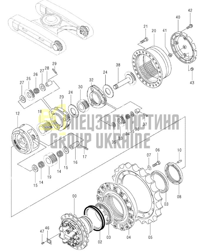 9170996 Редуктор ходу Hitachi ZX200-1