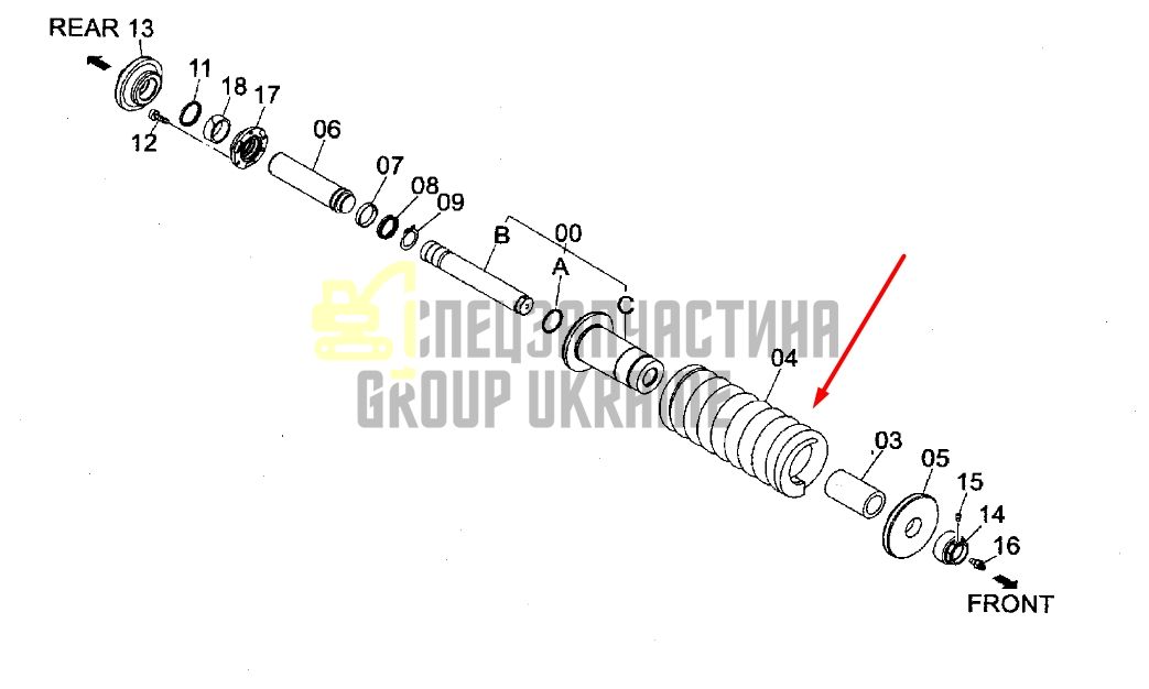 HITACHI 9186437 Натягувач гусениці на екскаватор ZX200-3