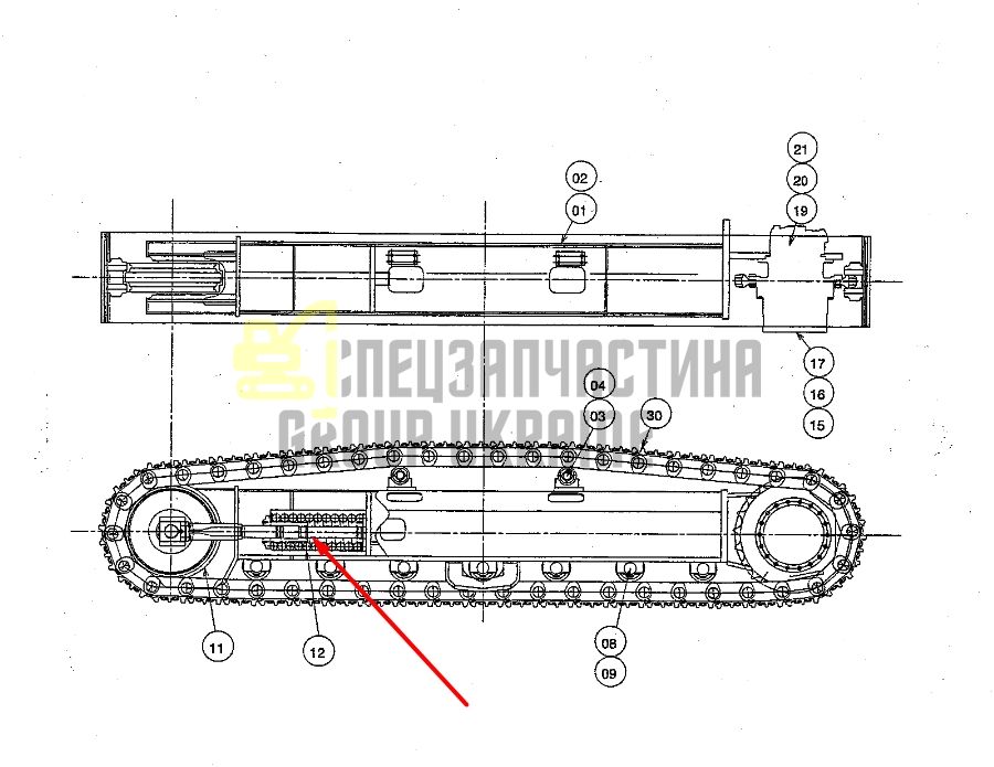 Hitachi 9187133 Натягувач гусениці для ZX120