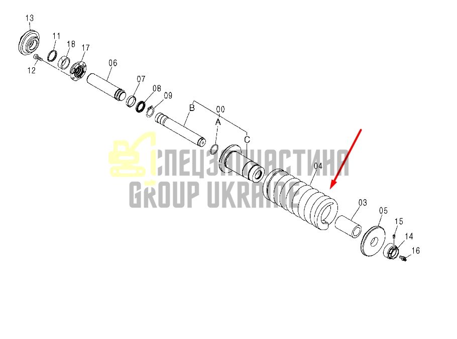 Hitachi 9188175 Натягувач гусениці ZX230я ZX120