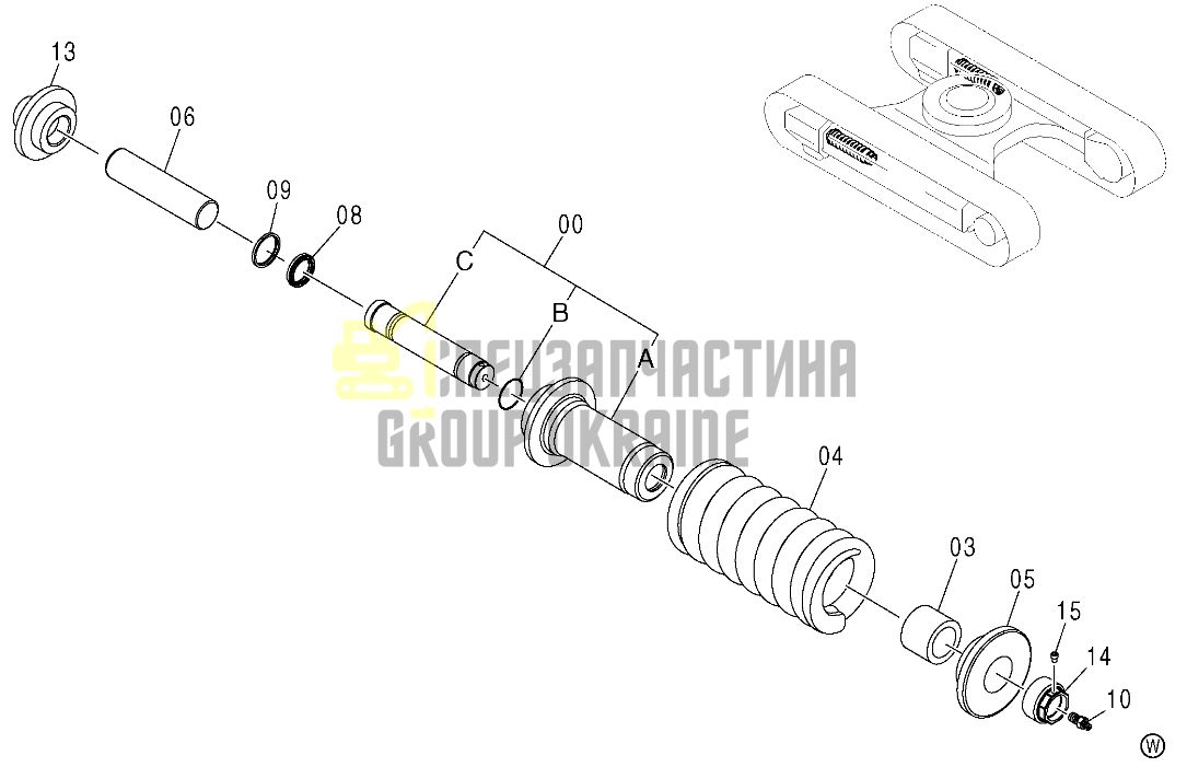 Hitachi 9234657 Натягувач гусениці для ZX120