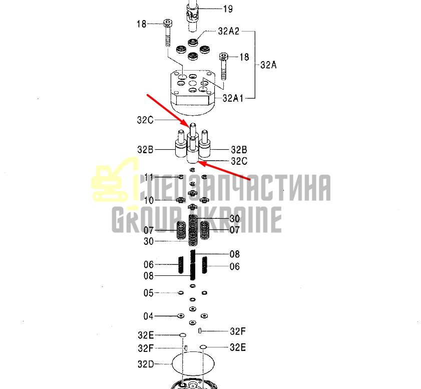 Hitachi 9754826 Плунжер джойстика (8 шт) для ZX200/230