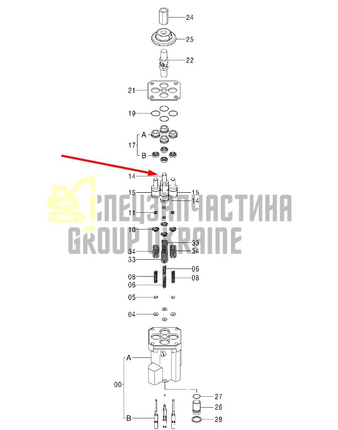Hitachi 9759158 Плунжер джойстика (4 шт) для ZX180LC-3, ZX200-3