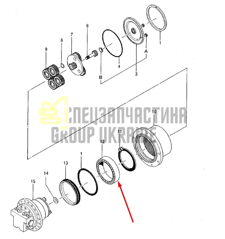 Корінний підшипник редуктора HITACHI ZX18 E0887912
