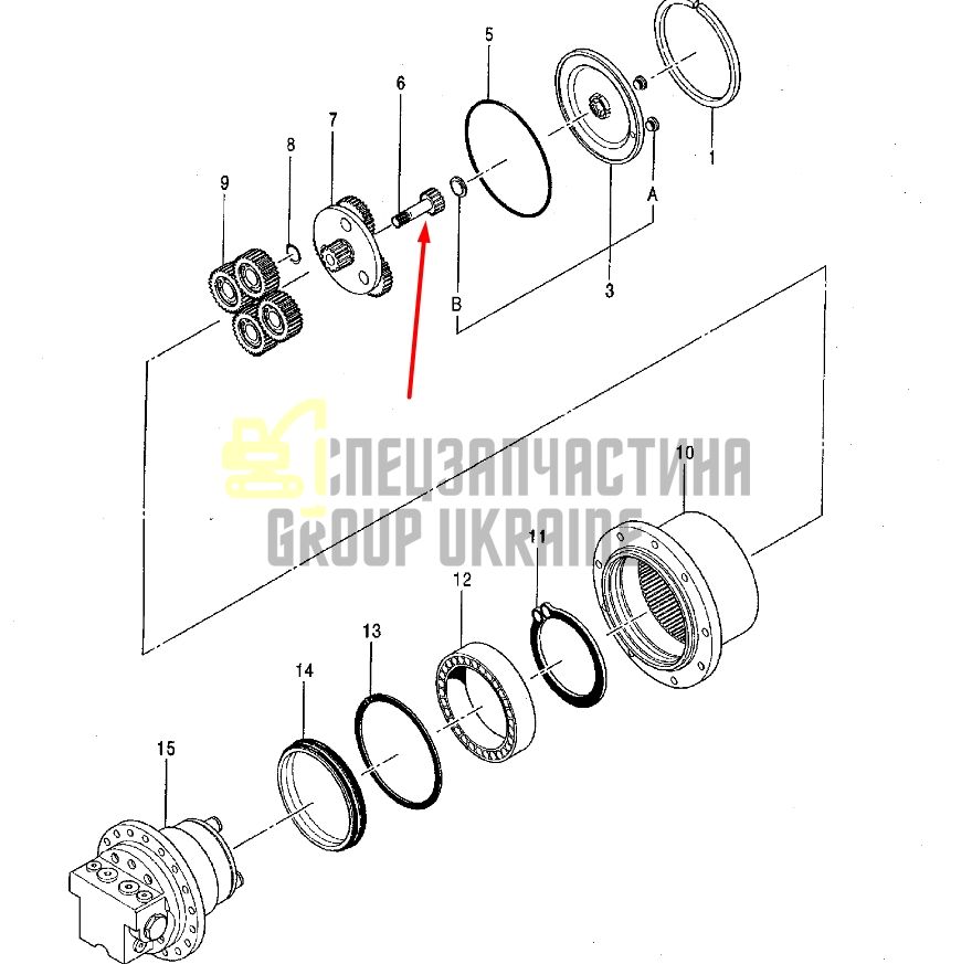 E0888404 Вал головної передачі HITACHI ZX25