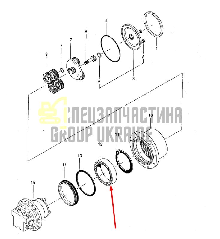 Радіальний підшипник редуктора ходу E0888410 для HITACHI ZX25