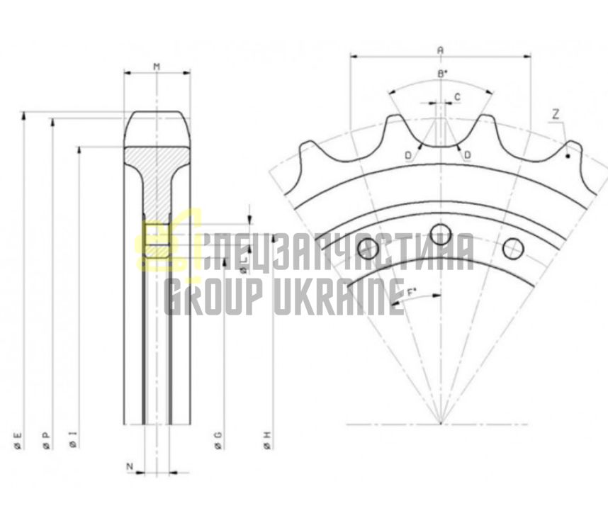 UR101K123 Зірочка HITACHI ZX27U.2