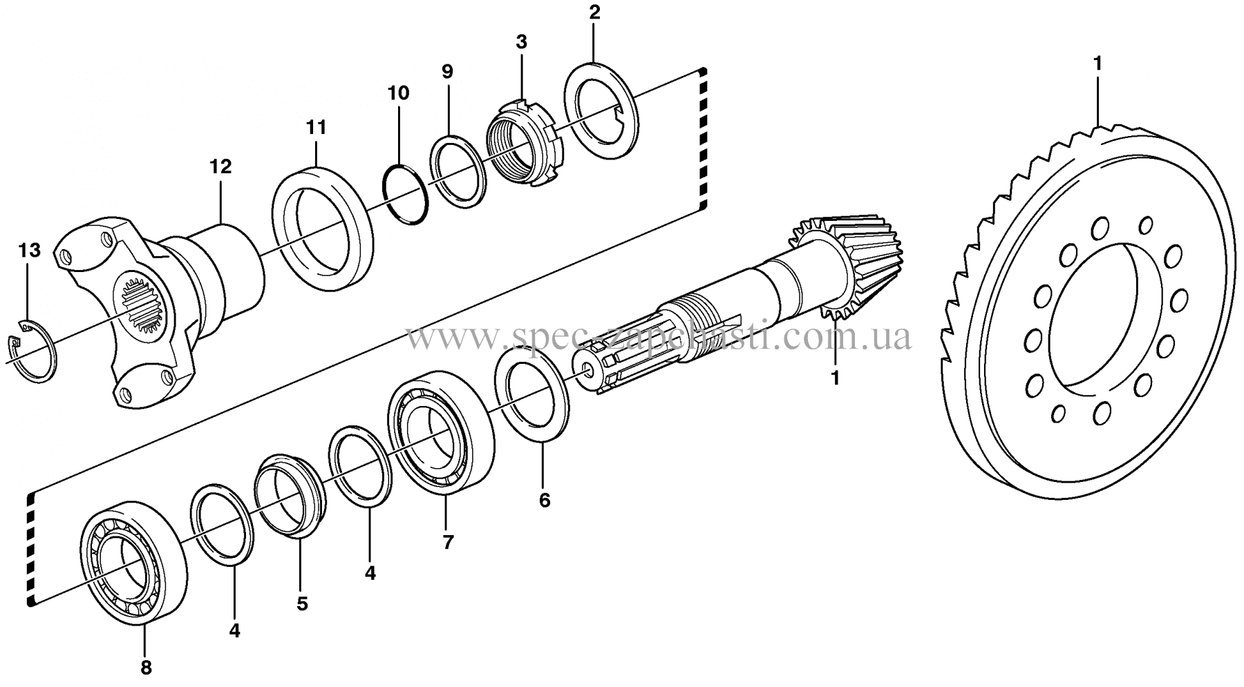 Конічна пара хвостовик та планетарка мосту CARRARO 066941 (068609) 661358