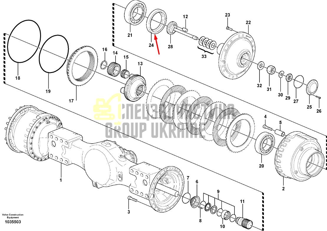 Сальник бортового редуктора 11143309 Volvo A25F, A30F, A35F даукон, ущільнення
