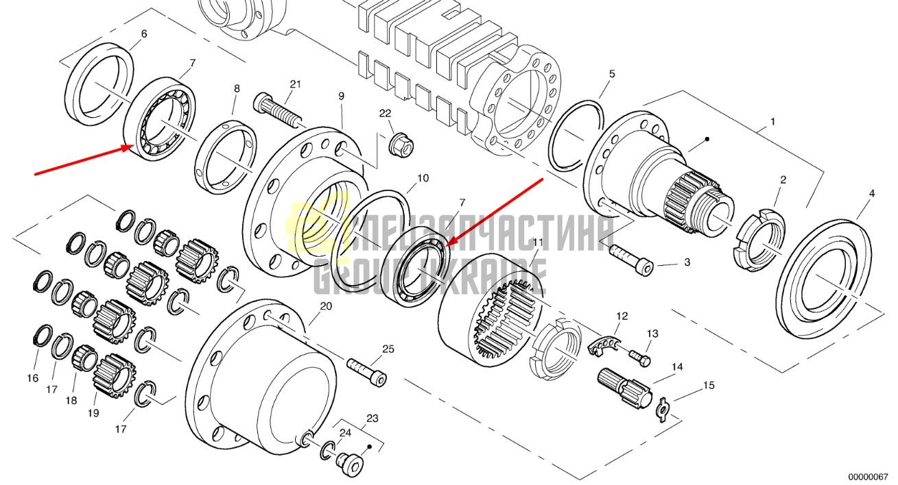 11705030 (0735455171) Роликовий підшипник ZF, Volvo EW140