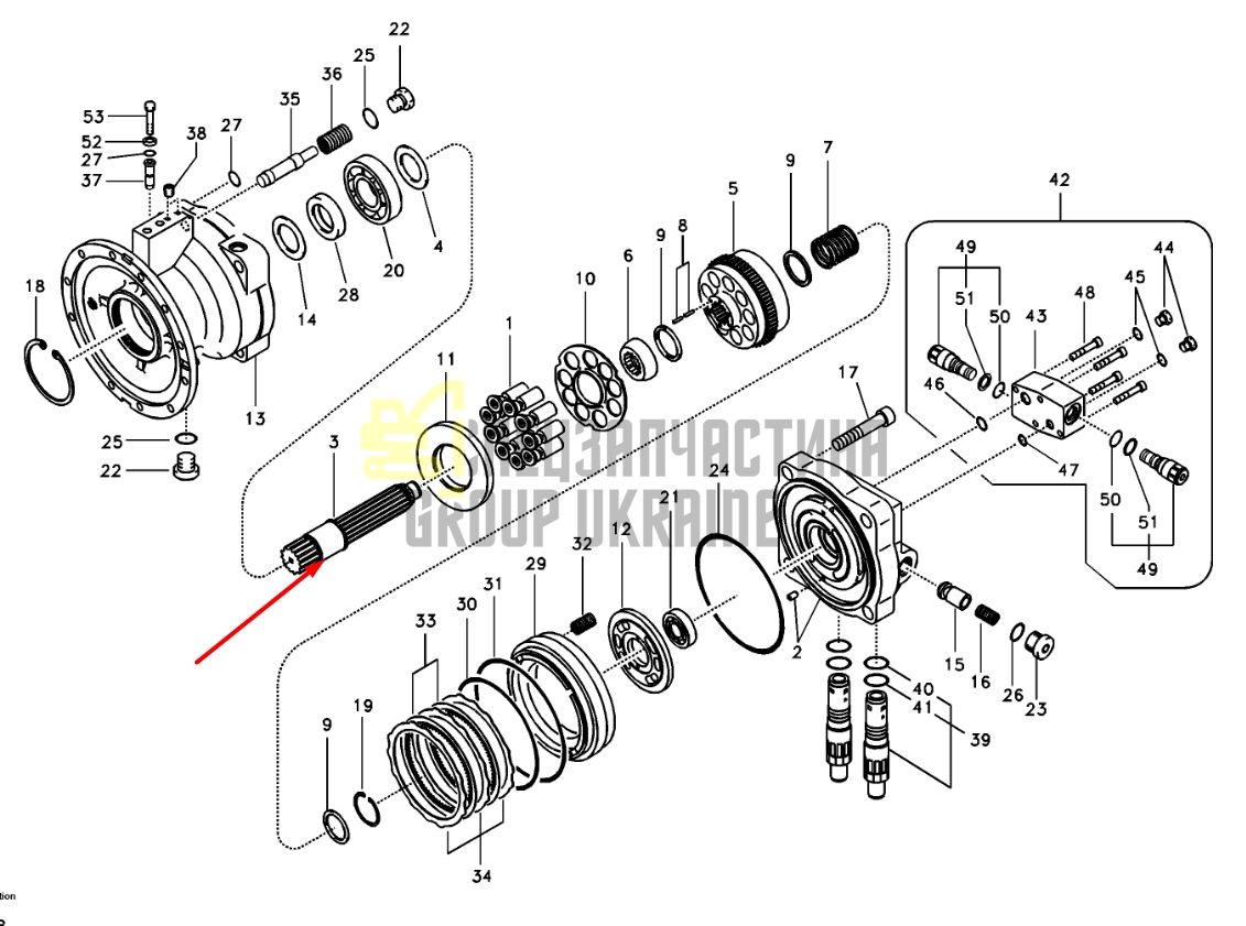 14500066 Провідний вал гідромотора VOLVO EC240B
