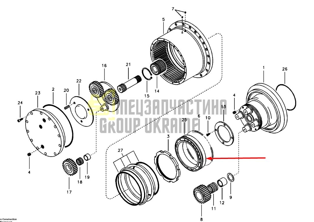 Радіальний підшипник бортового редуктора 14505058 для VOLVO EC55B