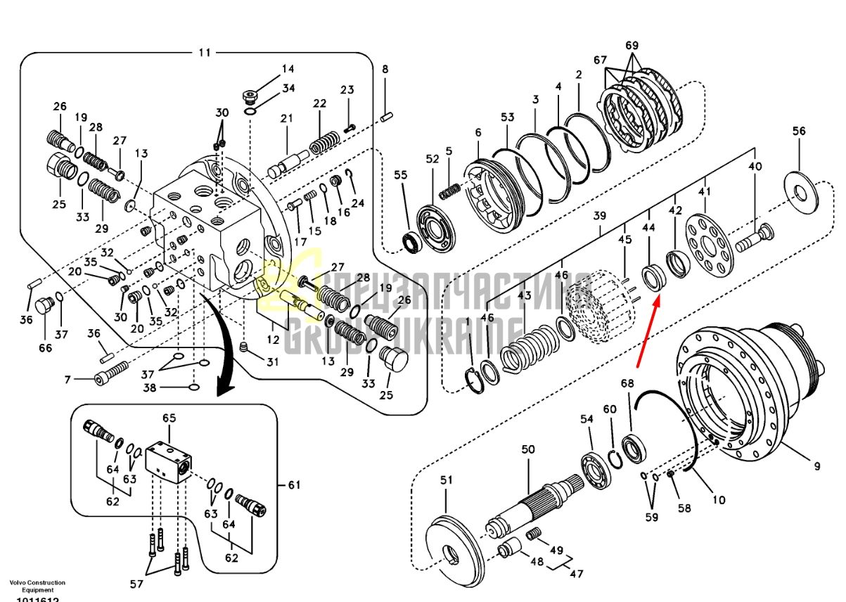 14526586 Роликовий підшипник для двигуна ходу VOLVO ECR88