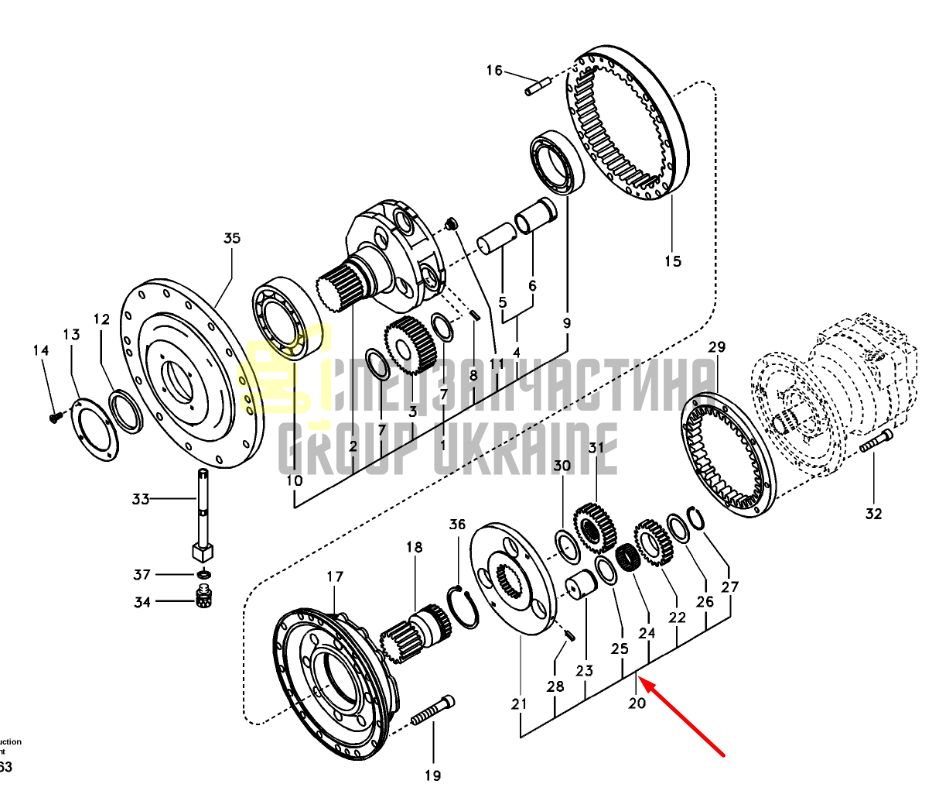 14550896 2 планетарна передача Volvo EC240BLC