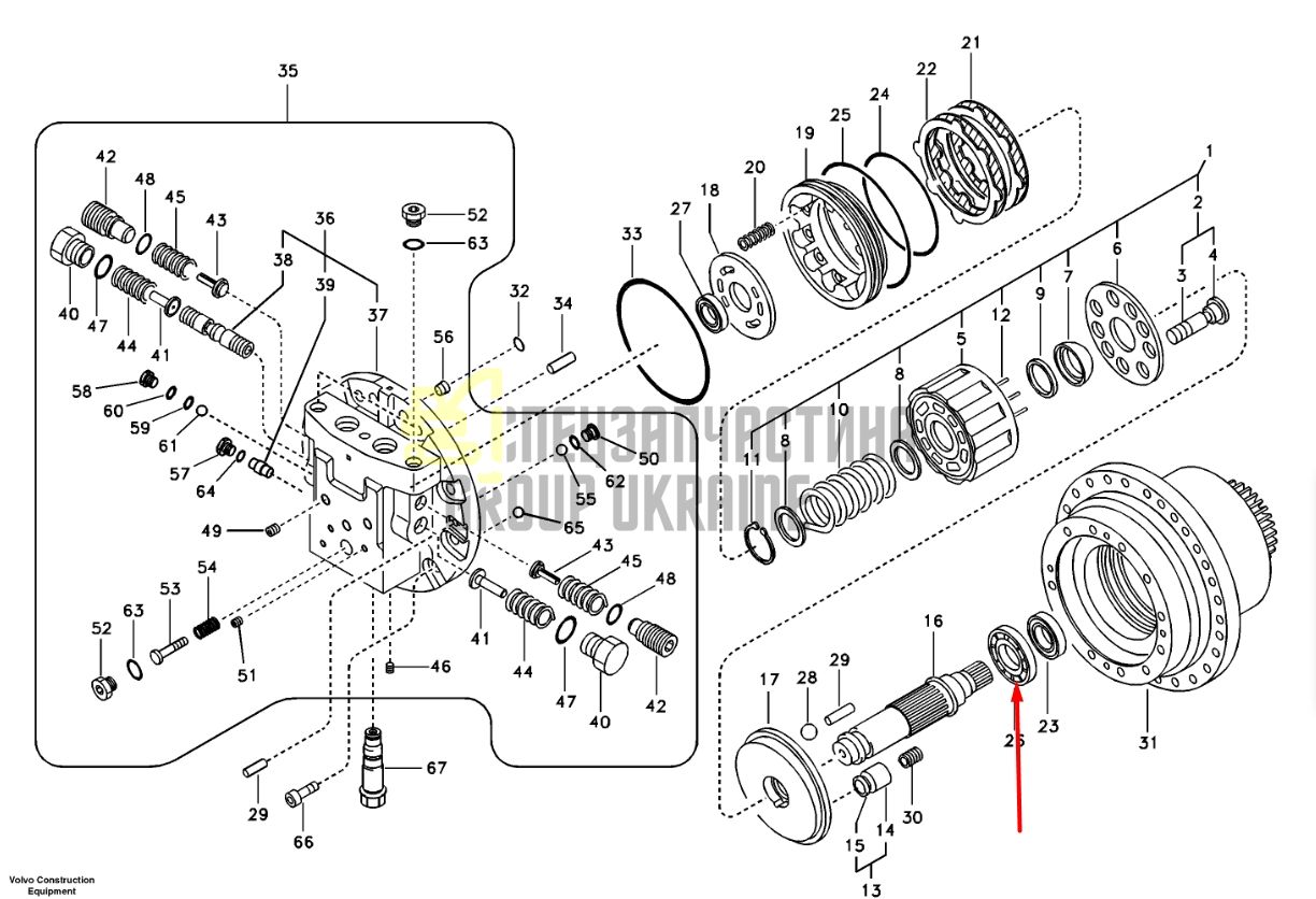 14551534 Підшипник валу ходового двигуна VOLVO EC220D