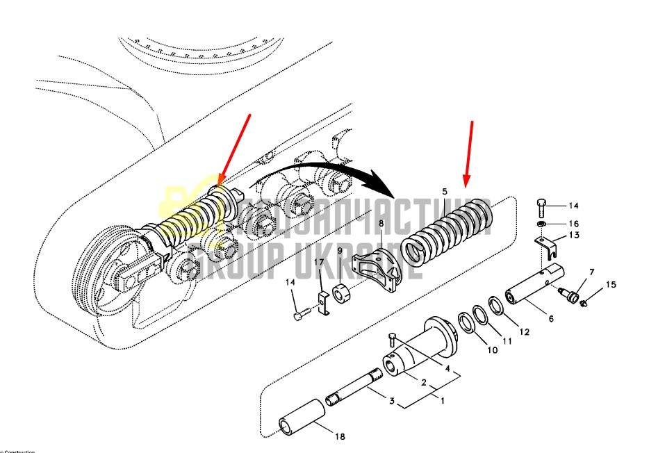 Volvo 14562927 Натягувач гусениці для EC330