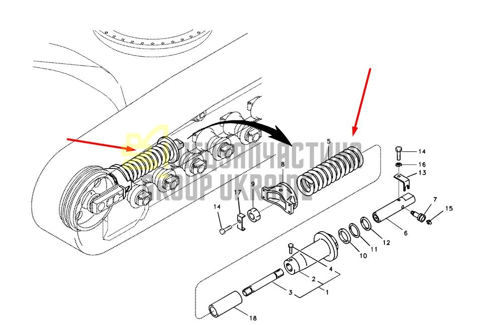 Volvo 14532390 Пружина натяжителя EC210, 240