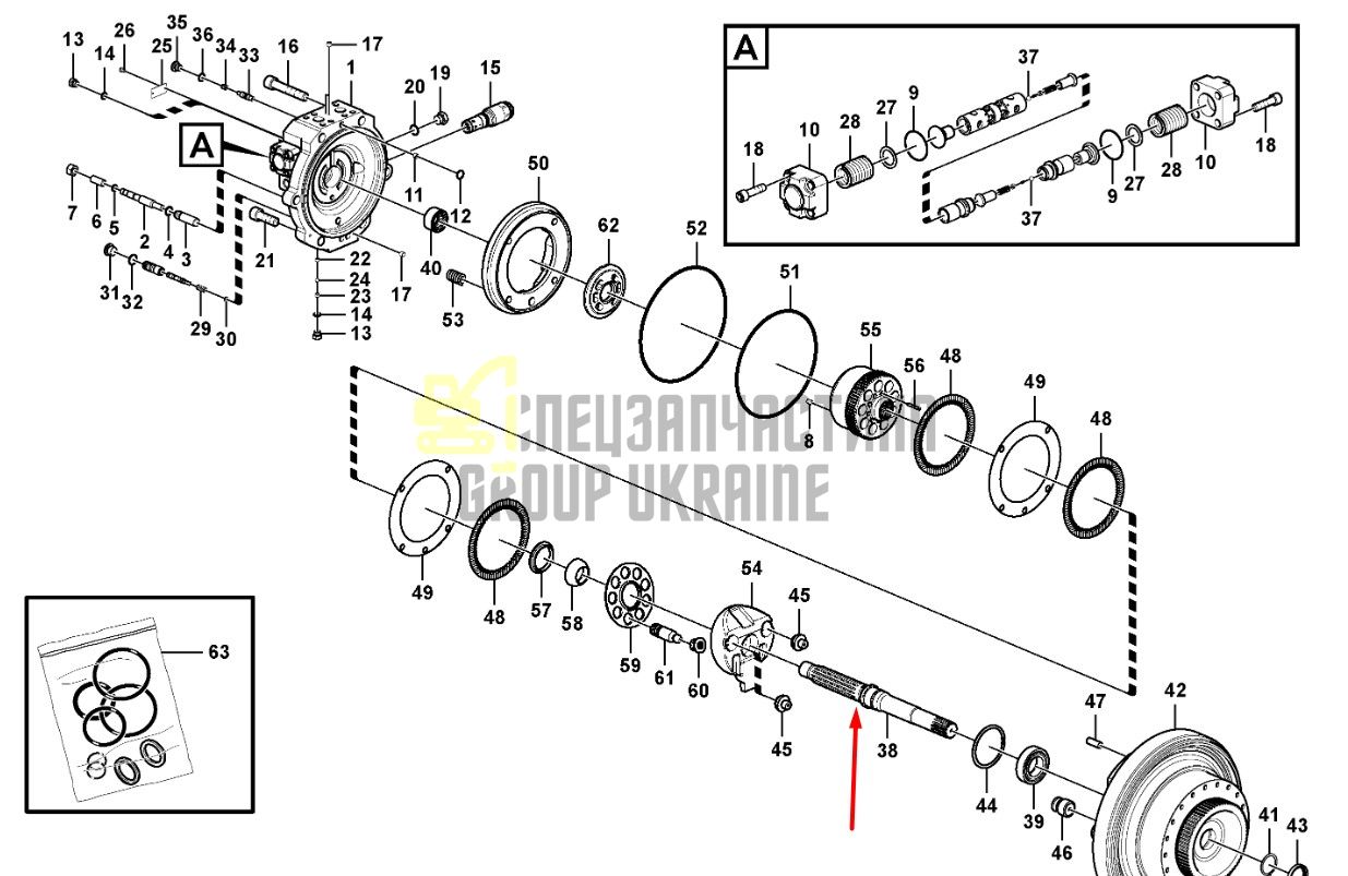 VOE14565331 Вал гідромотора ходу Volvo EC290BLC (New)